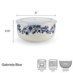 Gabriela Blue Set of 2 Storage Bowls with Lids