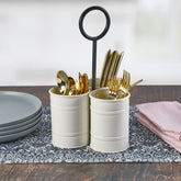 White Flatware Metal Storage Caddy