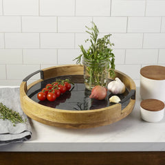 Black Marble Lazy Susan Serve Tray