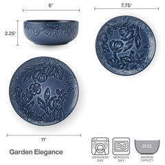 Garden Elegance 12 Piece Dinnerware Set, Service for 4