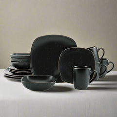 Decker Black 16 Piece Dinnerware Set, Service for 4