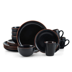 Hunter Black 16 Piece Dinnerware Set, Service for 4