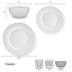 Cassie 12 Piece Dinnerware Set, Serivce for 4