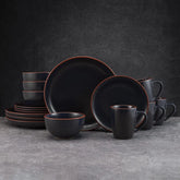 Hunter Black 16 Piece Dinnerware Set, Service for 4