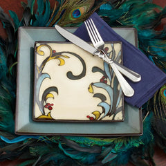 Belmont Set of 4 Blue Square Dinner Plates