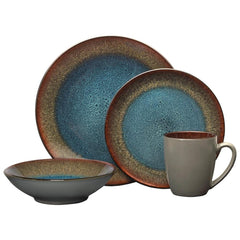 Monroe Blue 16 Piece Dinnerware Set, Service for 4