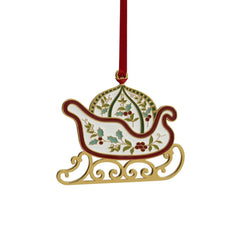Winterberry® Gold Plated Enamel Sleigh Christmas Ornament
