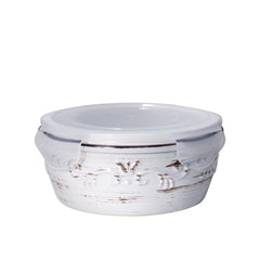 Trellis White Storage Bowl with Lid