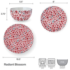 Radiant Blossom 12 Piece Dinnerware Set, Service for 4