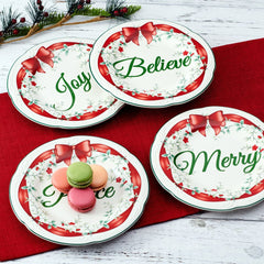 Winterberry® Set of 4 Red Ribbon Salad Plates