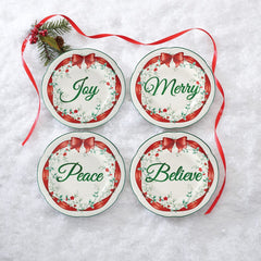 Winterberry® Set of 4 Red Ribbon Salad Plates