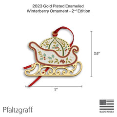 Winterberry® Gold Plated Enamel Sleigh Christmas Ornament