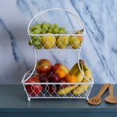 Loop And Lattice 2 Tier White Flatback Storage Basket