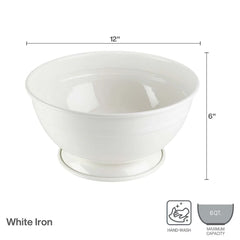 White Footed Metal Serve Bowl