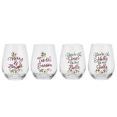 Winterberry® Set of 4 Sentiment Stemless Wine Glasses
