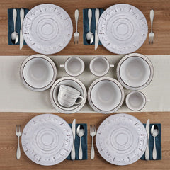 Trellis Lodge White 16 Piece Dinnerware Set, Service for 4