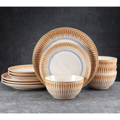 Hensley Taupe 12 Piece Dinnerware Set, Service for 4