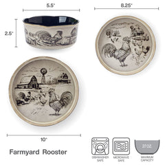Farmyard Rooster 12 Piece Dinnerware Set, Service for 4