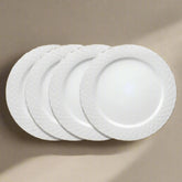 French Lace Set of 4 White Dinner Plates