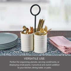 White Flatware Metal Storage Caddy