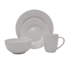 White Embossed 32 Piece Dinnerware Set, Service for 8