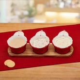 Winterberry® Set of 3 Santa Dip Bowls with Wood Base