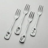 Matte Floral Set of 4 Appetizer Forks