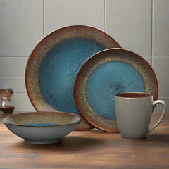 Monroe Blue 16 Piece Dinnerware Set, Service for 4