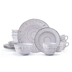 Trellis Lodge White 16 Piece Dinnerware Set, Service for 4
