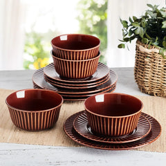 Dannie Red 12 Piece Dinnerware Set, Service for 4