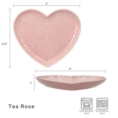 Tea Rose Pink Heart Shaped Plate