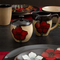 Painted Poppies Sugar Bowl with Lid