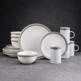 Ezra Grey 16 Piece Dinnerware Set, Service for 4