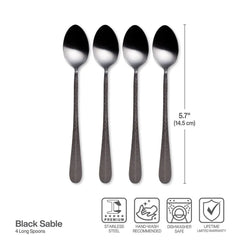 Sable Black Set of 4 Long Handled Spoons