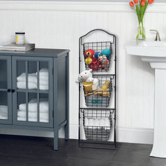 3 Tiered Standing Storage Rack with Market Baskets