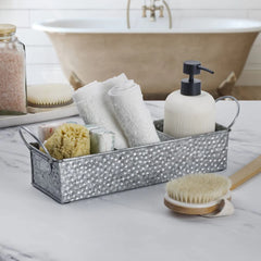 Hammered Galvanized Metal Divided Tray Caddy