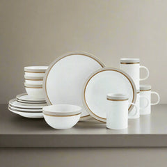 Ezra Taupe 16 Piece Dinnerware Set, Service for 4