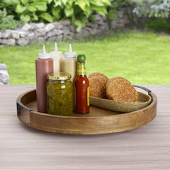Lazy Susan Mango Wood Serve Tray, 18 Inch