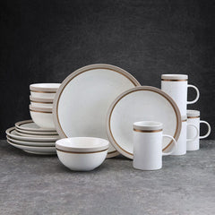 Ezra Taupe 16 Piece Dinnerware Set, Service for 4