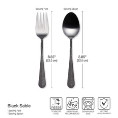 Sable Black Set of 2 Serving Fork and Spoon