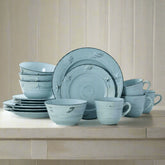 Trellis Coastal Teal 16 Piece Dinnerware Set, Service for 4