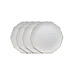 French Lace Set of 4 White Salad Plates