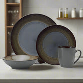 Monroe Gray 16 Piece Dinnerware Set, Service for 4