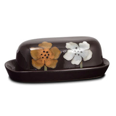 Painted Poppies Covered Butter Dish