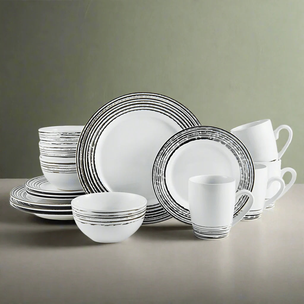 Bryson White 16 Piece Dinnerware Set, Service for 4
