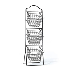 3 Tiered Standing Storage Rack with Market Baskets