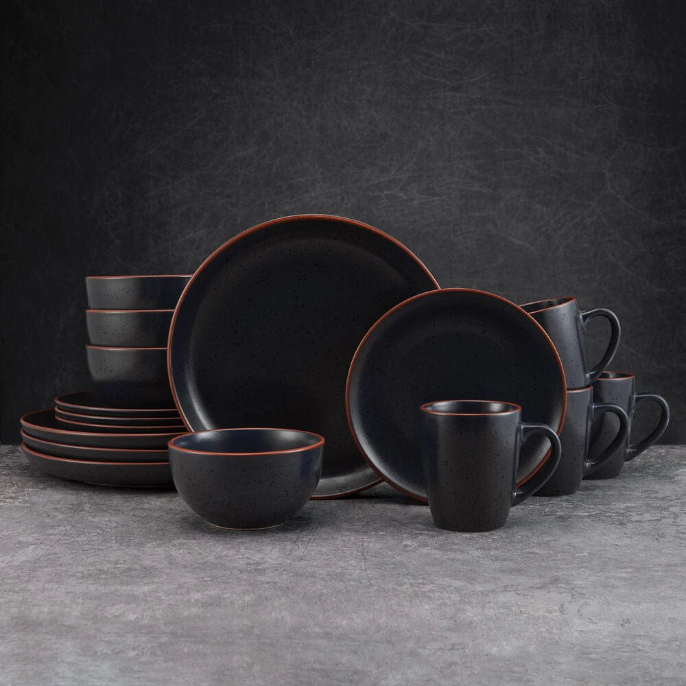 Hunter Black 16 Piece Dinnerware Set, Service for 4
