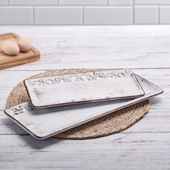 Trellis White Set of 2 Platters