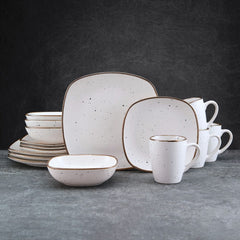 Decker White 16 Piece Dinnerware Set, Service for 4