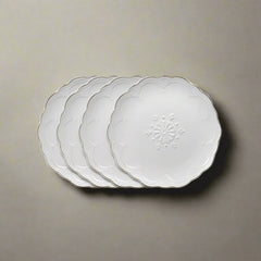 French Lace Set of 4 White Salad Plates